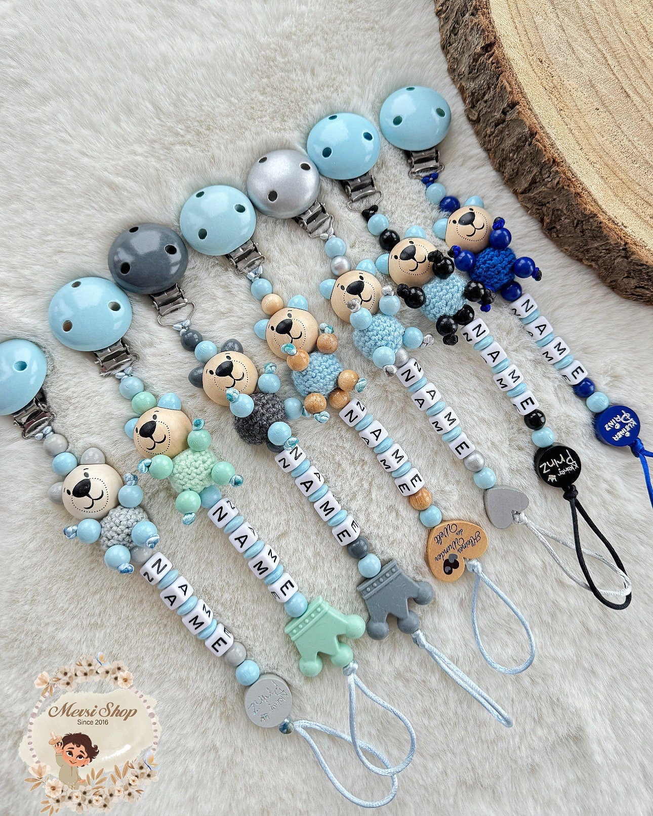 Schnullerkette Bärchen blau